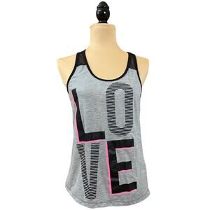 Material Girl Active Graphic Love Racer Netted Back Sleeveless Top Size S